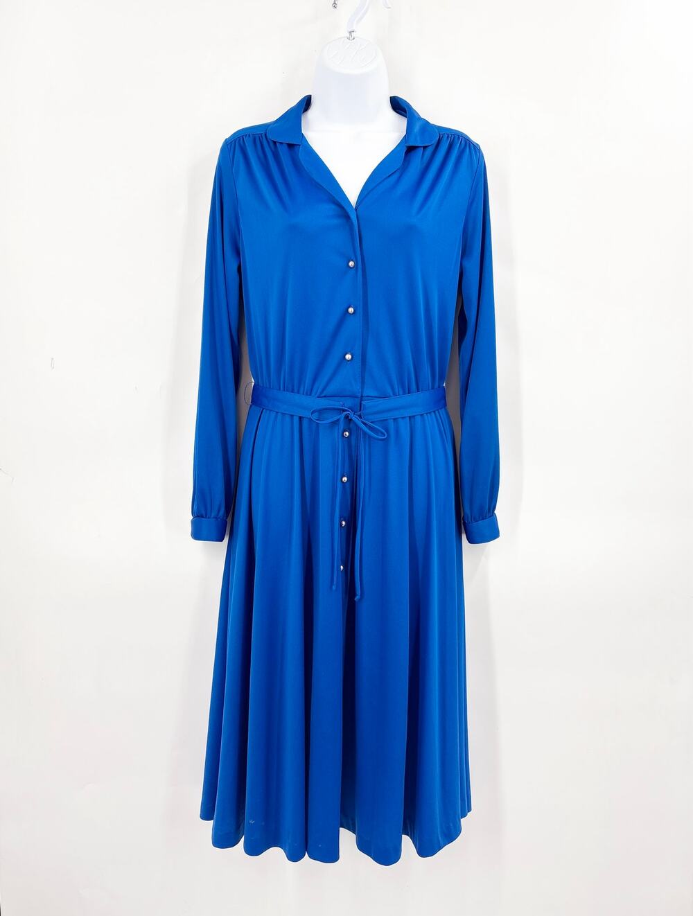 Vintage Sears Blue Shirtwaist Dress Size 16 Modern Medium 8/10 70s 80s